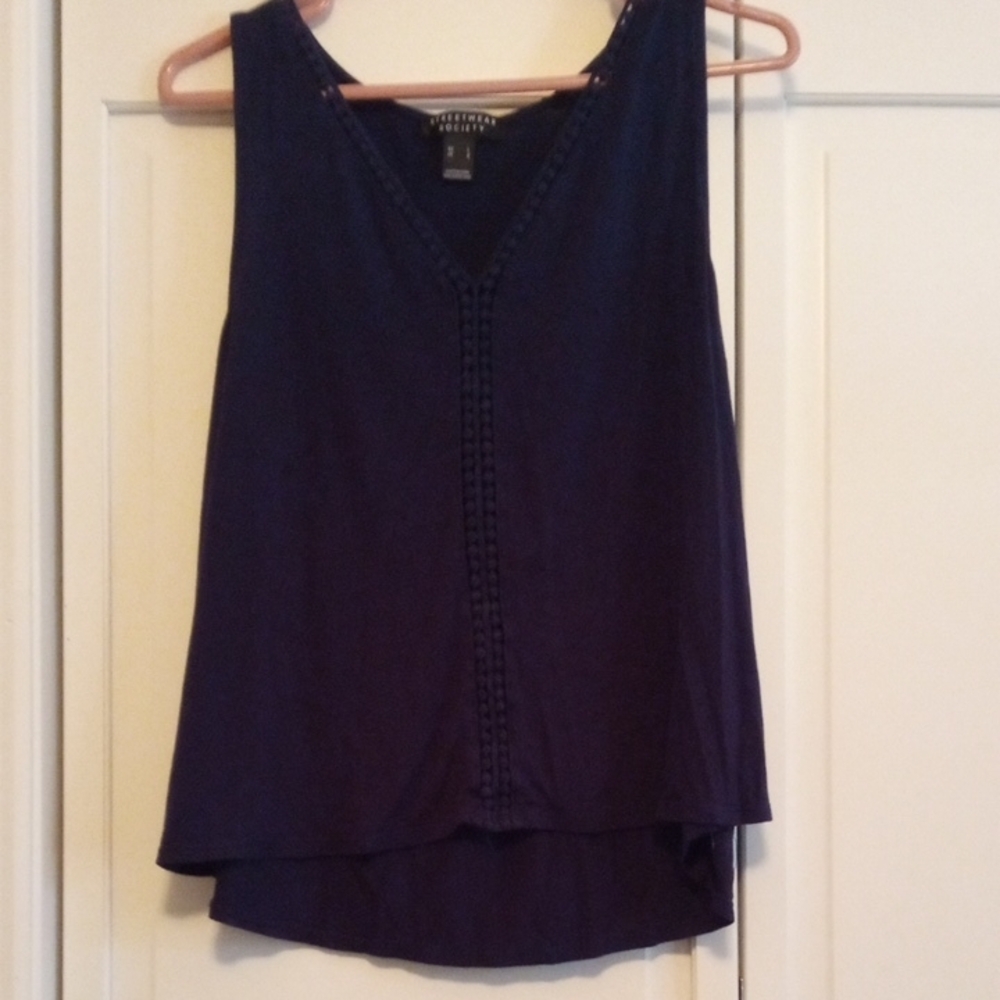 Blue Tank Top Soft Fabric Rounded Neckline